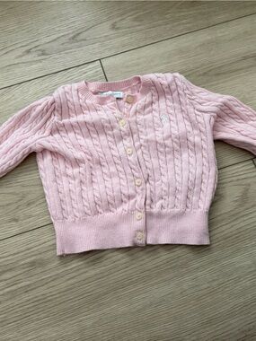 Baby girls Ralph Lauren Pink Cable-Knit Button Cardigan